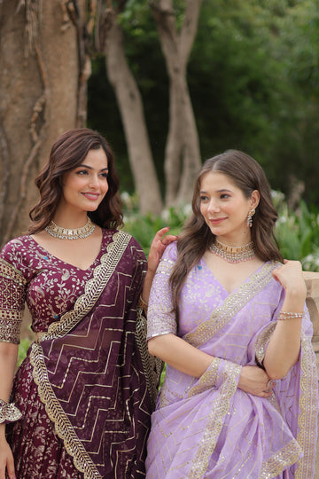 Elegant Jacquard Lehenga Set – Designer Sequin Embroidery | Festive & Wedding Wear