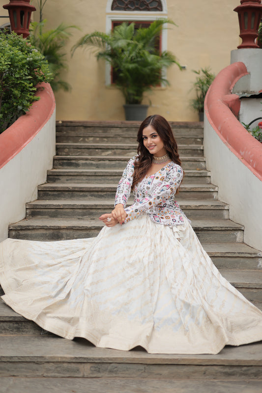 Wedding Special Designer Co-ord Set | Sequin Embroidered Top with Soft Lehenga Skirt