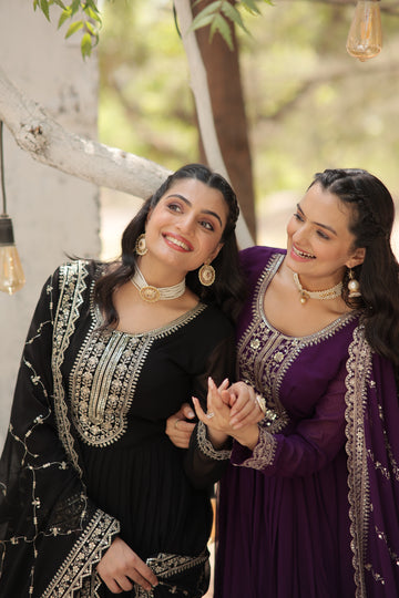 Designer Floor-Length Anarkali Dress for Festive Occasions